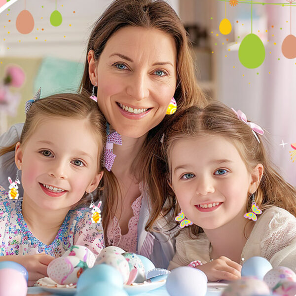 Wholesale Easter Bunny Egg Mushroom Double-sided Acrylic Earrings