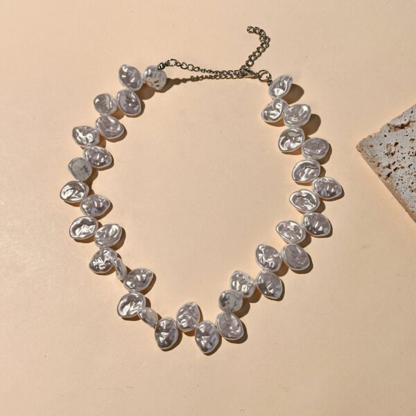 Wholesale White freshwater Baroque petal pearl necklace