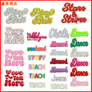 Wholesale Conjoined letters in color embroidery DIY Patches