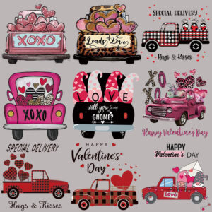 Wholesale Pink Valentine's Day Pattern UV DTF Ready to Press Transfers Wrap