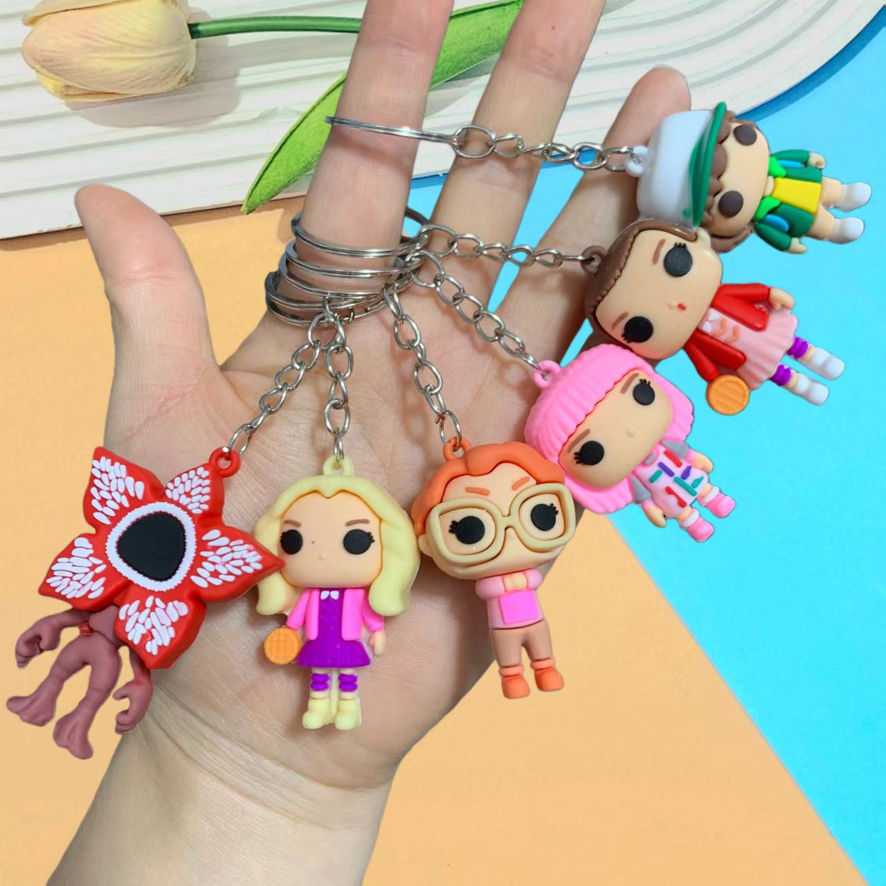 Wholesale Cartoon 3D Carnivorous Plant Figurine Keychain Bag Aessory pular Ornament