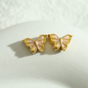 Pink butterfly spacer beads