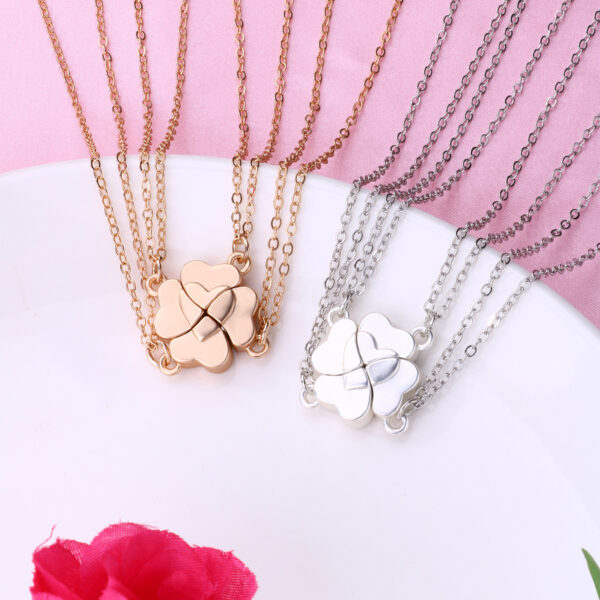 Wholesale four-leaf clover stitching necklace parent-child set good friend 4 person combination necklace