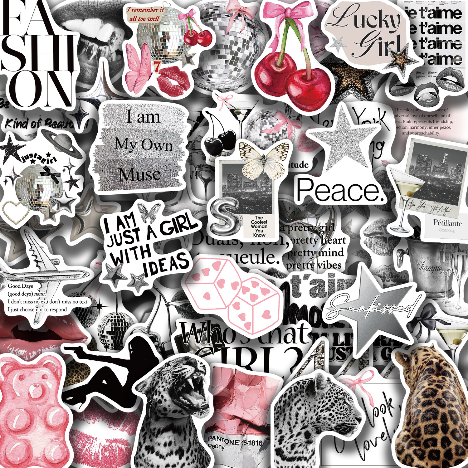 Wholesale Sier Lucky Girl Graiti Waterproof Vinyl Stickers
