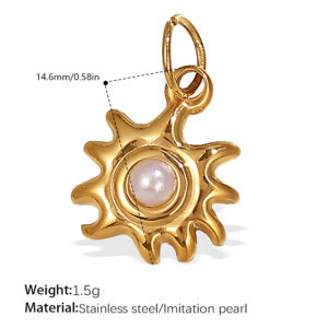 Pj540weg white bead gold pendant