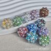 Wholesale 10pcs Colored diamond studded beads, pearl clay, straight hole beads