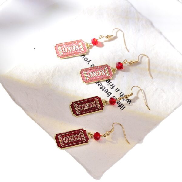 O1CN01psxIM62AdZ98jETkC_2207964798226-0-cib Wholesale Romantic Letters Xoxo Pink Valentine's Day Oil Drop Pendant Earrings