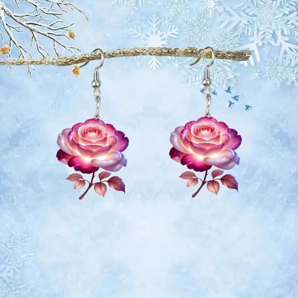 Wholesale Valentine's Day Acrylic 2D Screen Rose Earrings Fashion Earrings