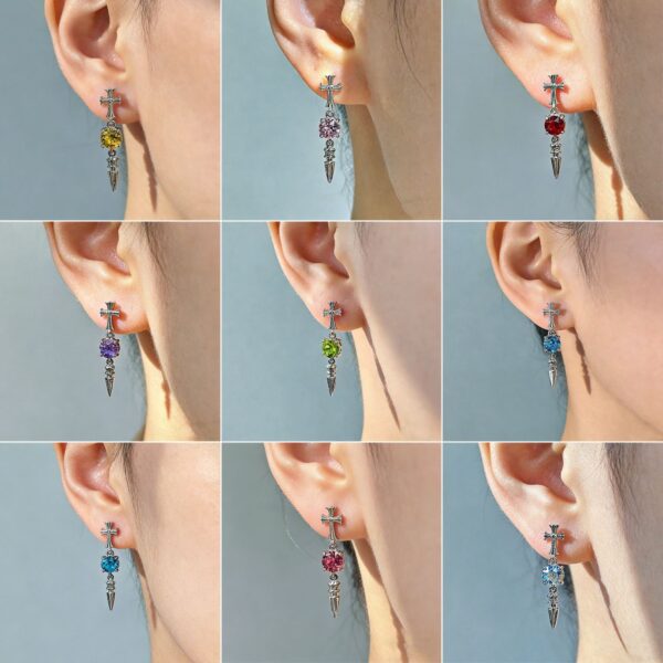 Wholesale Cross Diamond Iris series zircon ear studs