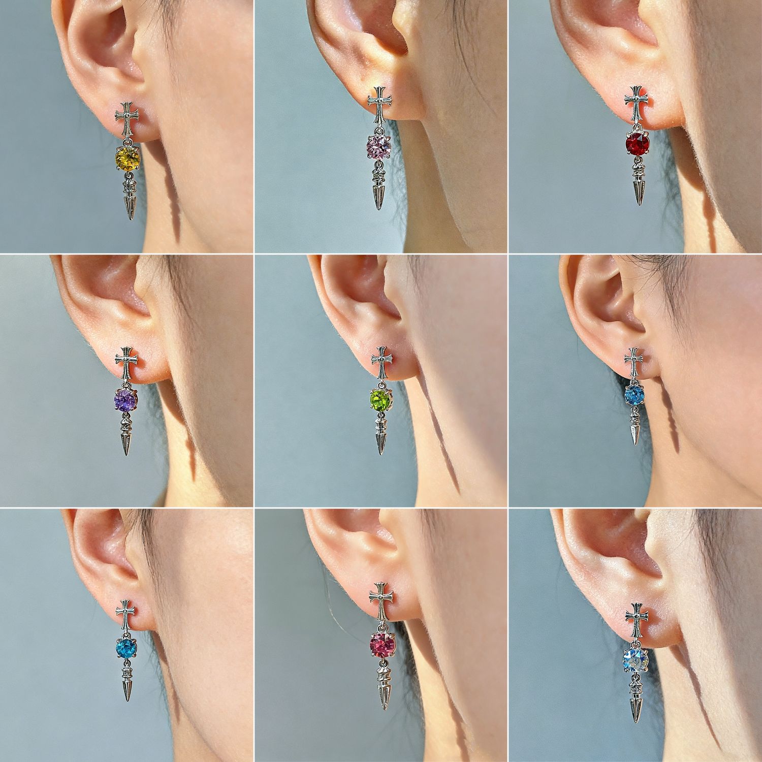 Wholesale Cross Diamond Iris series zircon ear studs
