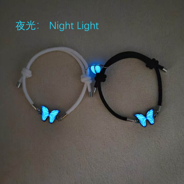 Wholesale Couple Bracelet Luminous Butterfly Alloy Love Magnetic Luminous Handmade