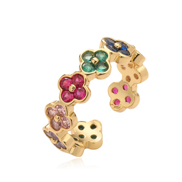 Wholesale Luxury Four-leaf Clover Opening Adjustable Ring