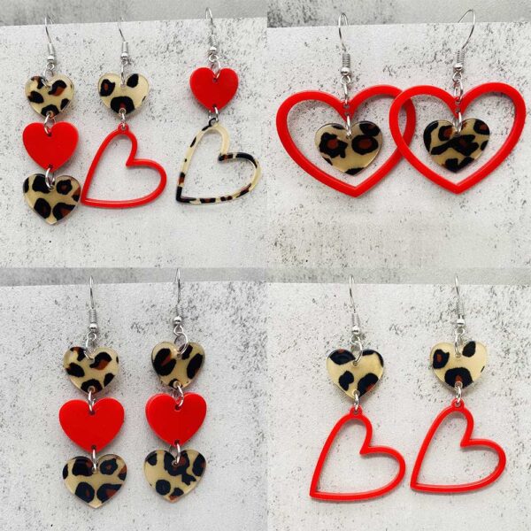Wholesale Valentine's Day Leopard Pattern Love Earrings