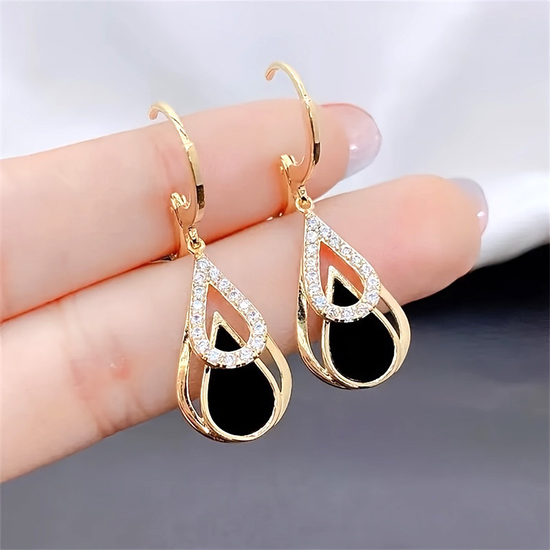 Wholesale Fashionable Stylish Black Water op Earrings Luxury Gift Earrings