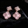 Wholesale Pink Shell Four Leaf Pink Silver Needle Earrings