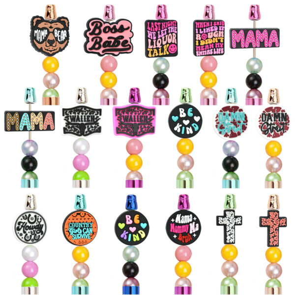 Wholesale 100pcs Creative Cartoon pen beaded PVC soft glue pen beads