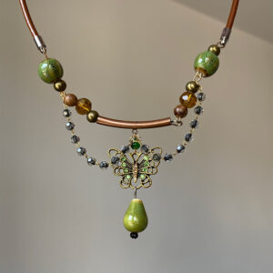 Wholesale Green Butterfly Ceramic Beaded Choker Necklace for Women