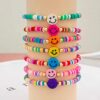 Wholesale niche design handmade soft pottery rainbow smiley bracelet