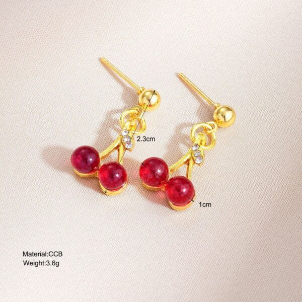 Wholesale Diamond studded red cherry earrings
