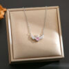 Wholesale Silver titanium steel necklace with powder zirconium inlay