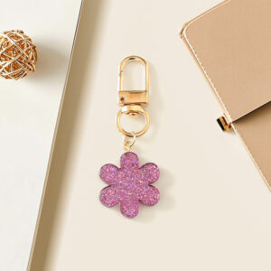 Purple glitter flower keychain