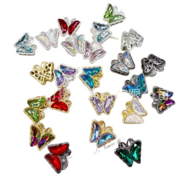 Wholesale Stereo Butterfly Inlaid Beads Eight-Hole Color Diamond 3D Crystal Beads