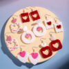 Wholesale Acrylic Hollow Printed Heart Geometric Round Flower Earrings