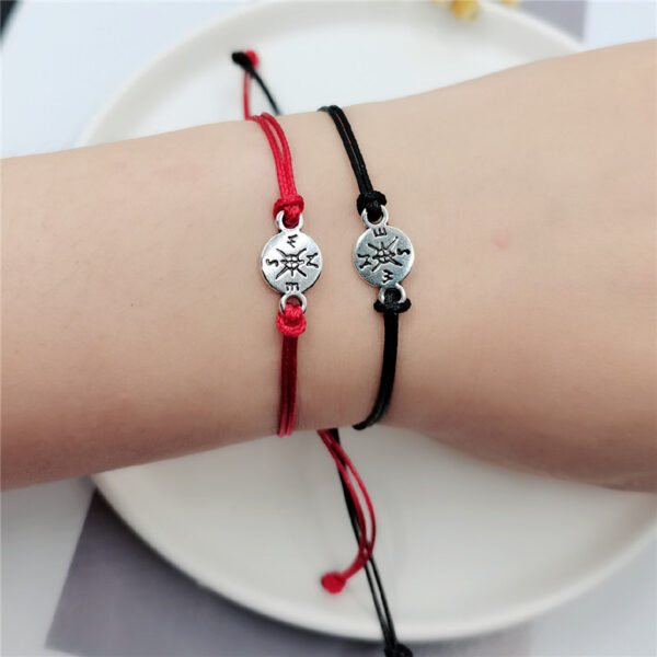 Wholesale Compass Adjustable Vintage Wax Woven Bracelet