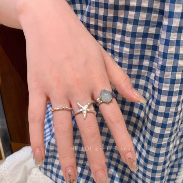 Wholesale Blue Bubble Starfish Open Adjustable Ring