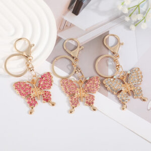 Wholesale Colorful Butterfly with Water Diamond Metal Keychain