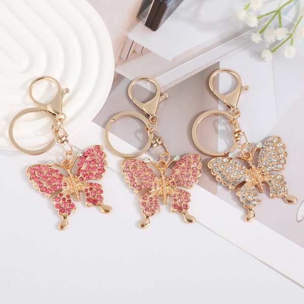 Wholesale Colorful Butterfly with Water Diamond Metal Keychain