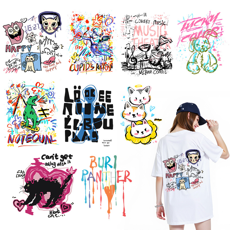 Wholesale Customized Heat Transfer Stickers, Art Graiti, DIY Personalized Clothing Printing Aessories, Heat Transfer Cross-Border St