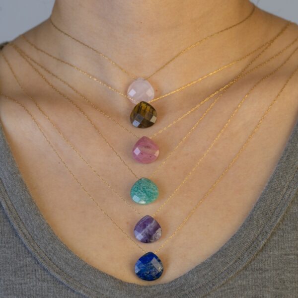 Wholesale Luxury Simple Water Drop Natural Stone Stainless Steel Necklace