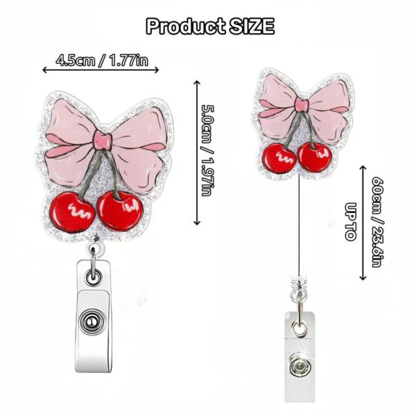O1CN01qGo9CG2D5ccPfdKf1_2220403148558-0-cib Wholesale acrylic cherry bow retractable badge clip DIY jewelry easy-to-pull buckle
