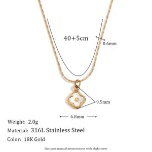 Mini Shell Flower Pendant Necklace-Gold