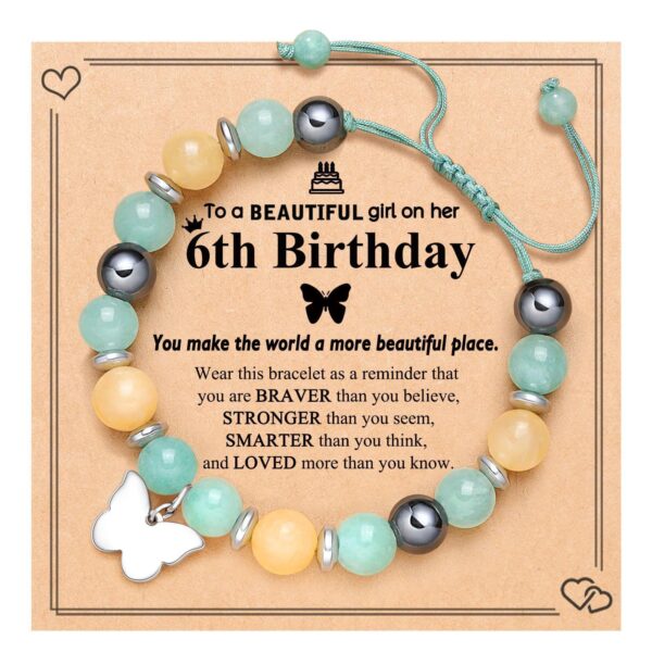 Wholesale Pink Spot Careless Eye Peach Heart Butterfly Natural Stone Bracelet