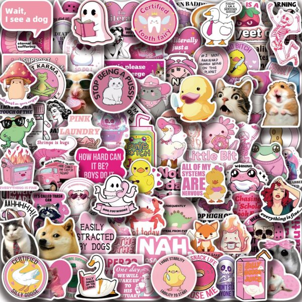 Wholesale 100pcs pink cartoon character Waterproof Vinyl Stickers