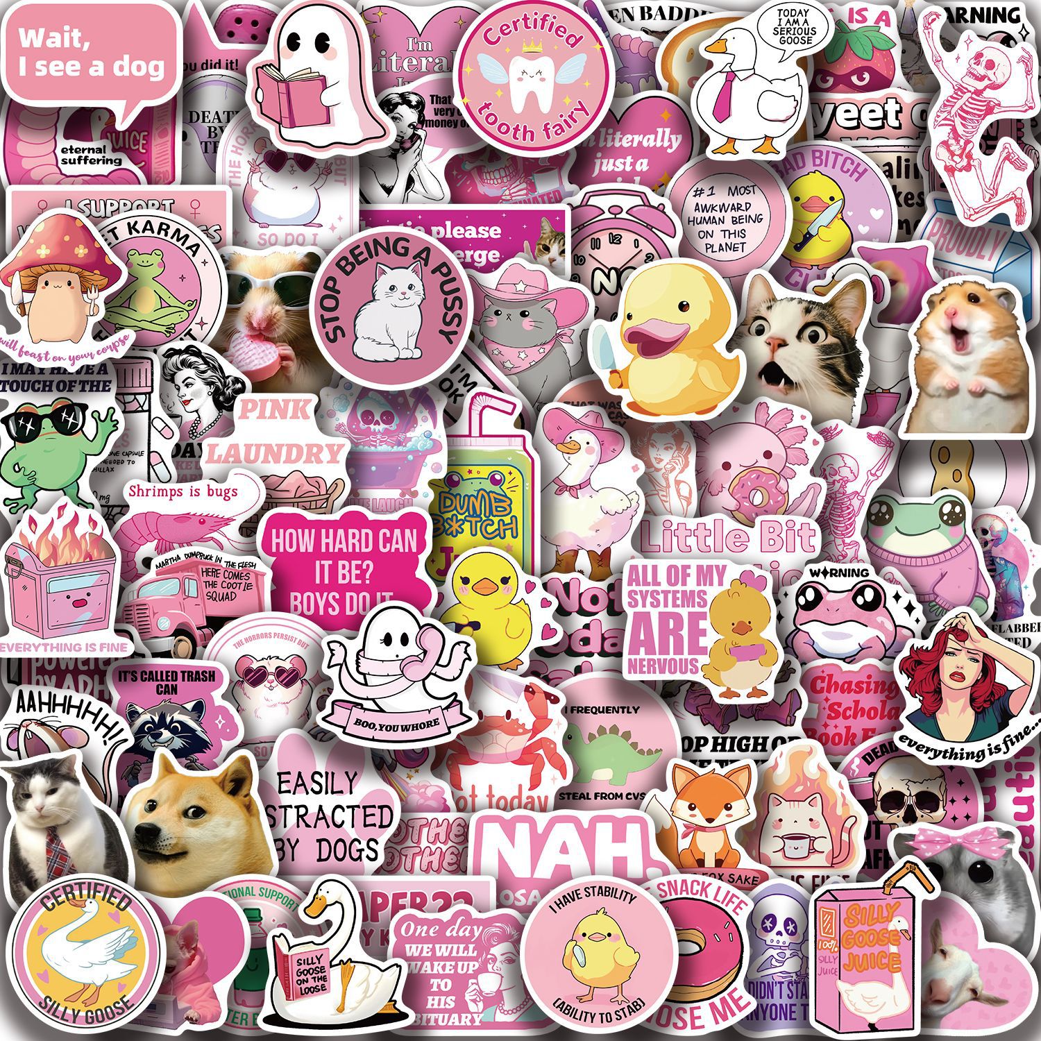 Wholesale pink cartoon character Waterproof Vinyl Stickers
