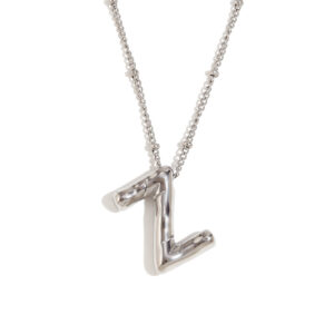 Party Balloon Letter Pendant Necklace-steel color-Z