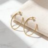 Wholesale Copper Large C-Ring Bow Stud Earrings
