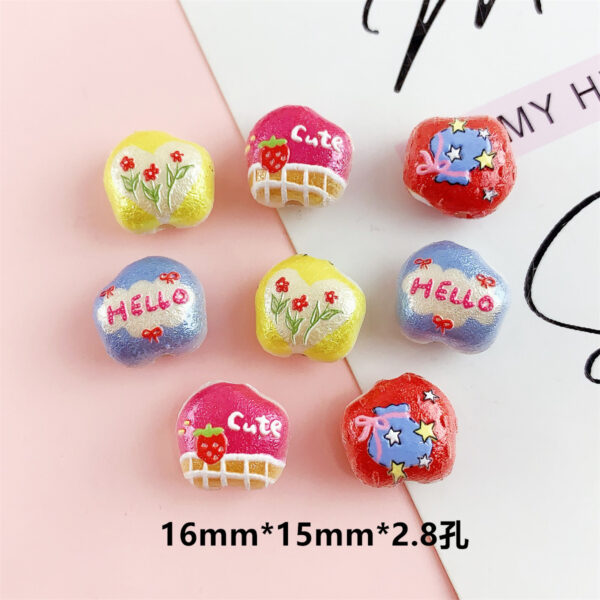 Wholesale 10pcs Printed Colorful Cat Head Lace Love Acrylic Beads
