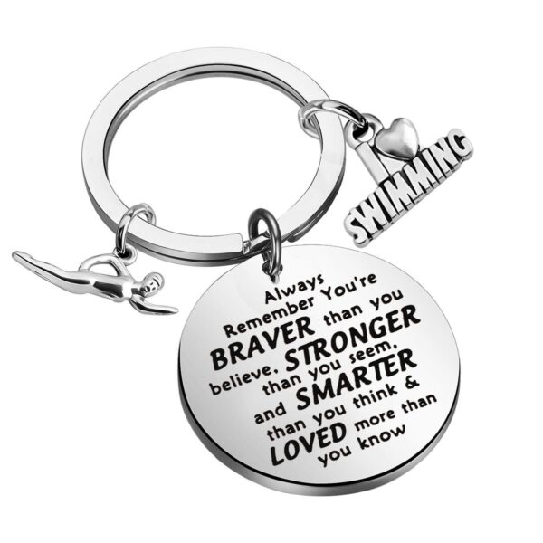 Wholesale Swimming Stainless Steel Keychain Backpack Pendant