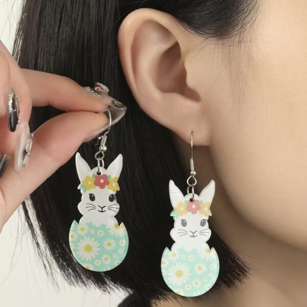 Wholesale Easter Cute Rabbit Flower Easter Egg Spring Acrylic Earrings