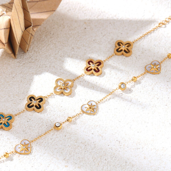 O1CN01qQe2Er1VCdc5NWjoT_2218929712617-0-cib Wholesale Bracelet Light Luxury Niche Flower Four-Leaf Clover Heart Titanium Steel Bracelet Women's