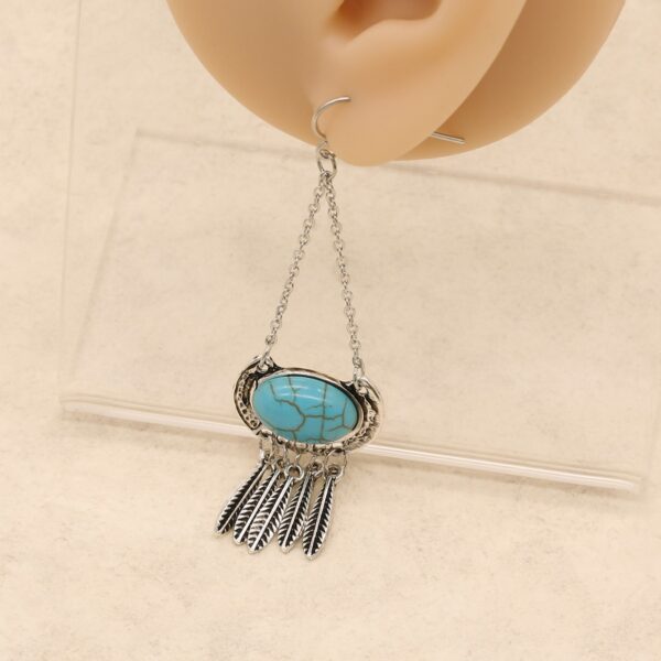 O1CN01qRsk0k2JlC5nl6tHJ_2213243219461-0-cib Wholesale Tassel long turquoise feather shaped pendant earrings