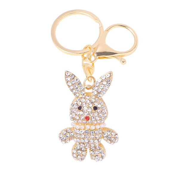 Wholesale rhinestone rabbit keychain, cute cartoon design