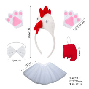 Three-dimensional white chicken three-piece white gloves white gauze skirt
