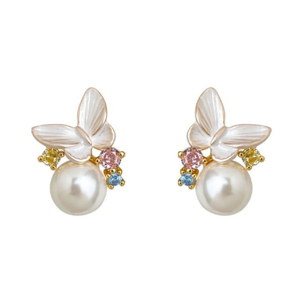 Wholesale Sweet Butterfly Colored Zircon Geometric Earrings