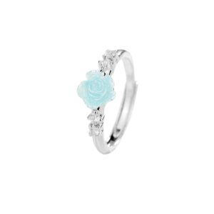 Blue rose zircon ring / Copper (white gold)