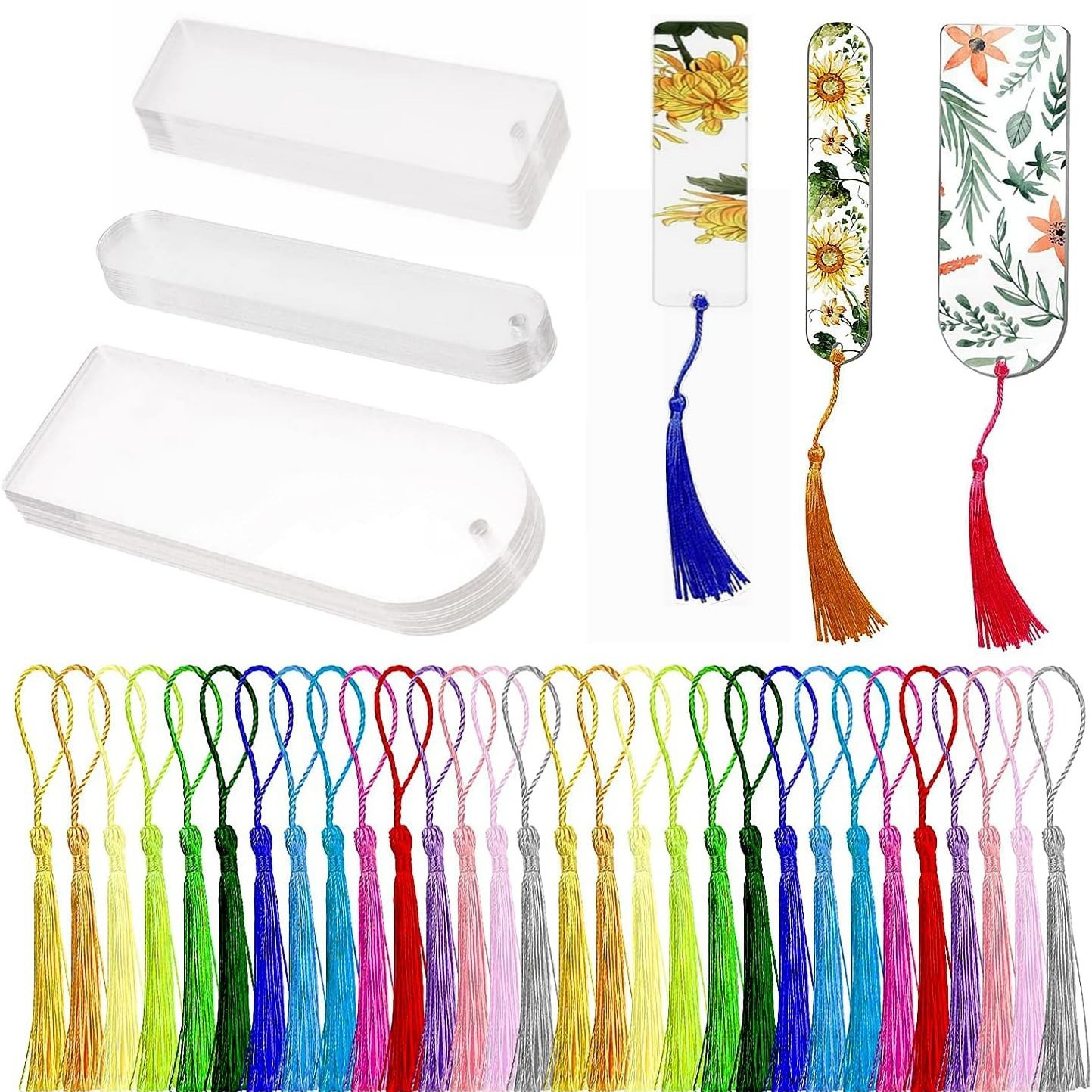 Wholesale blank transparent acrylic tassel decorative bookmark